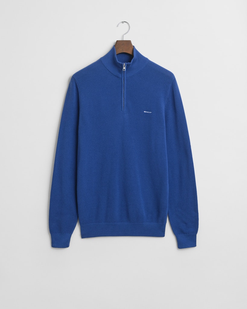 GANT - Cotton Pique Half Zip, Rich Blue