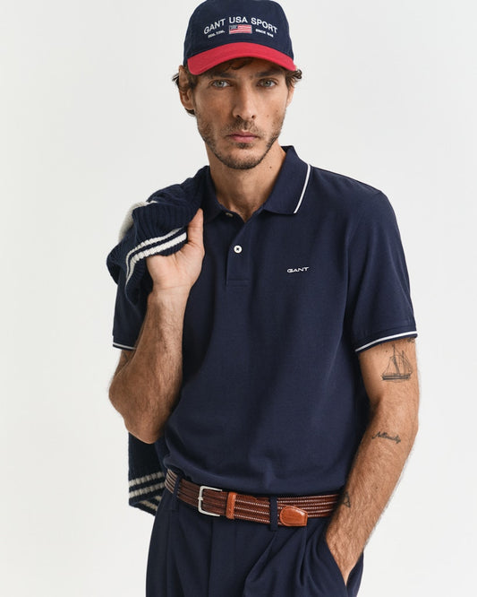 GANT - Tipping SS Pique Polo, Navy