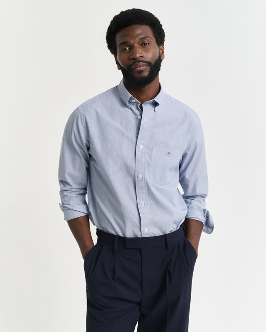 GANT - Reg Dobby Dot Stripe Shirt, College Blue