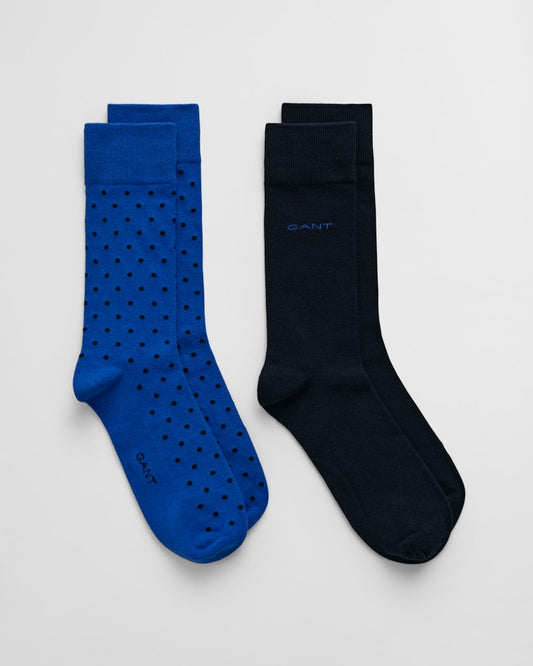 GANT - 2 Dot & Solid Socks,  Lapis Blue