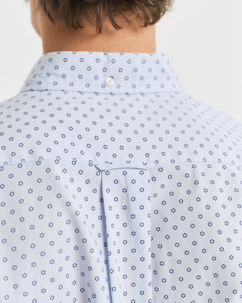GANT - Reg Micro Print Short Sleeve Shirt, Light Blue