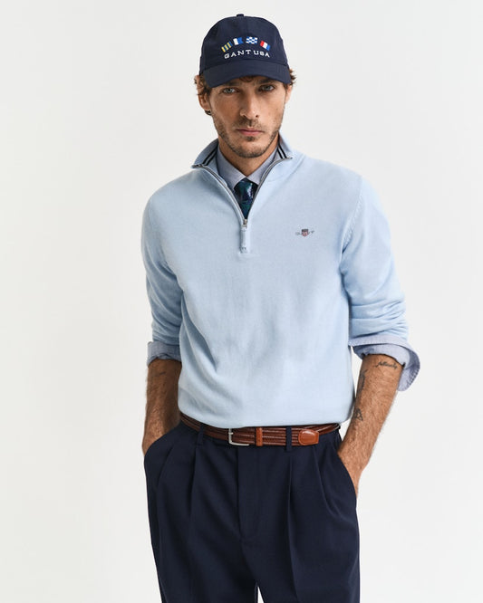 GANT - Classic Cotton Half Zip, Fresh Blue