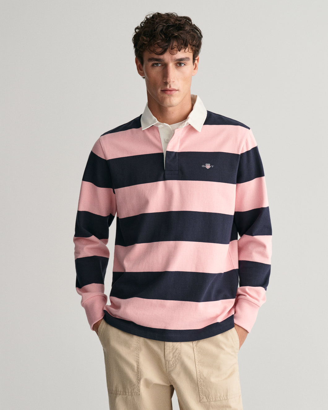 GANT - Reg Shield Barstripe Heavy Rugger, Bubblegum Pink