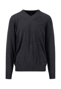 Fynch Hatton - Merino Cashmere Sweater, V-Neck, Grey