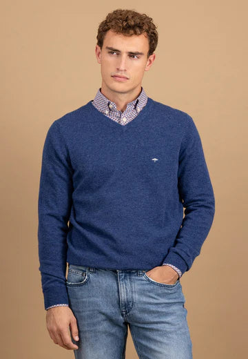 Fynch Hatton- V-neck Marino Cashmere Sweater, Night