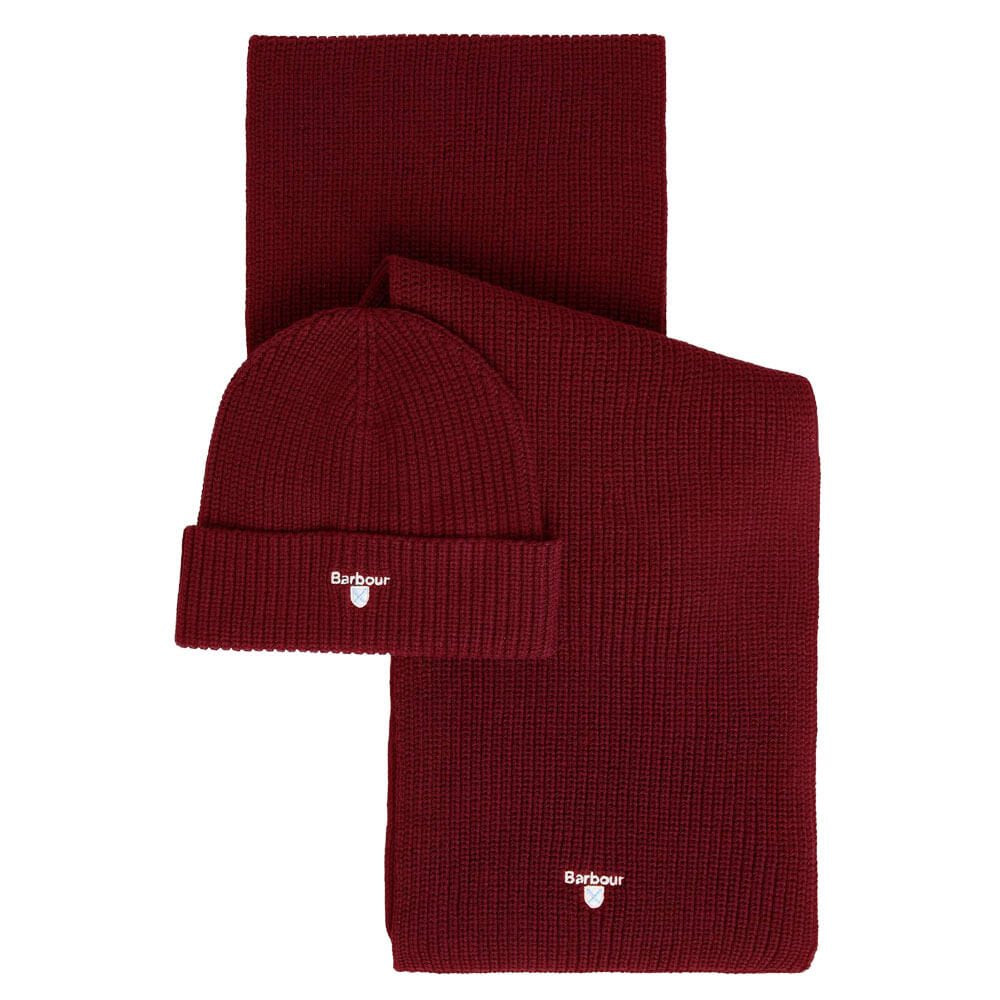 Barbour - Cascade Beanie And Scarf Gift Set, Wine
