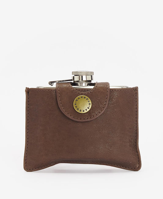 Barbour - 4oz Hinged Hipflask, Brown