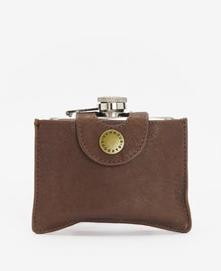 Barbour - 4oz Hinged Hipflask, Brown