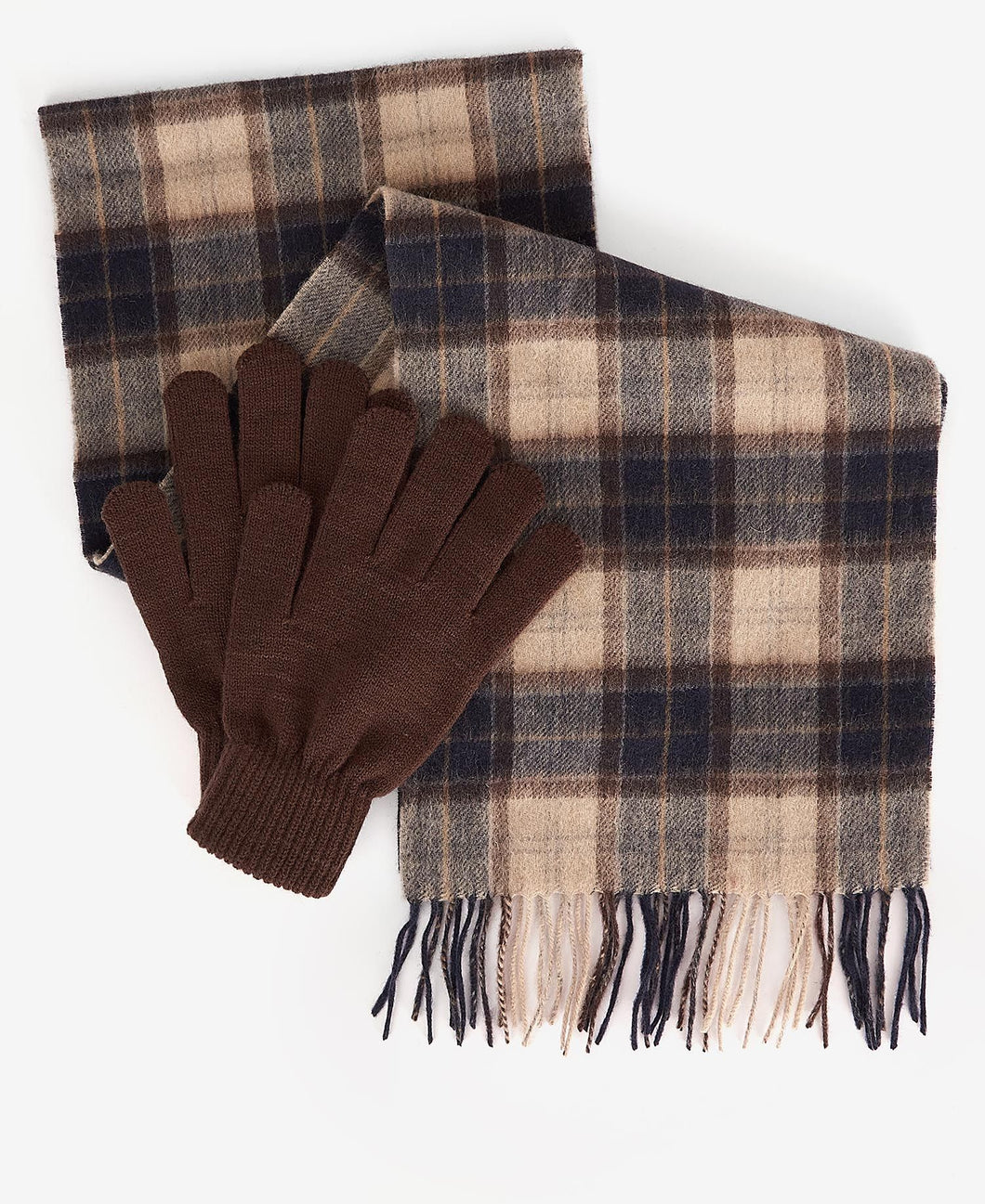 Barbour - Tartan Scarf And Glove Gift Set, Brown