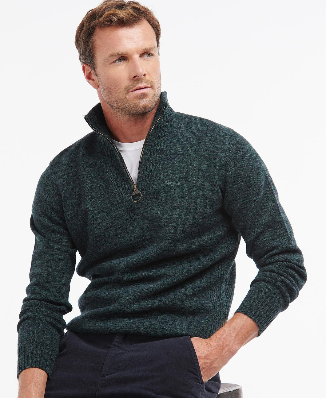 Barbour - Lambswool Half Zip, Seaweed Mix