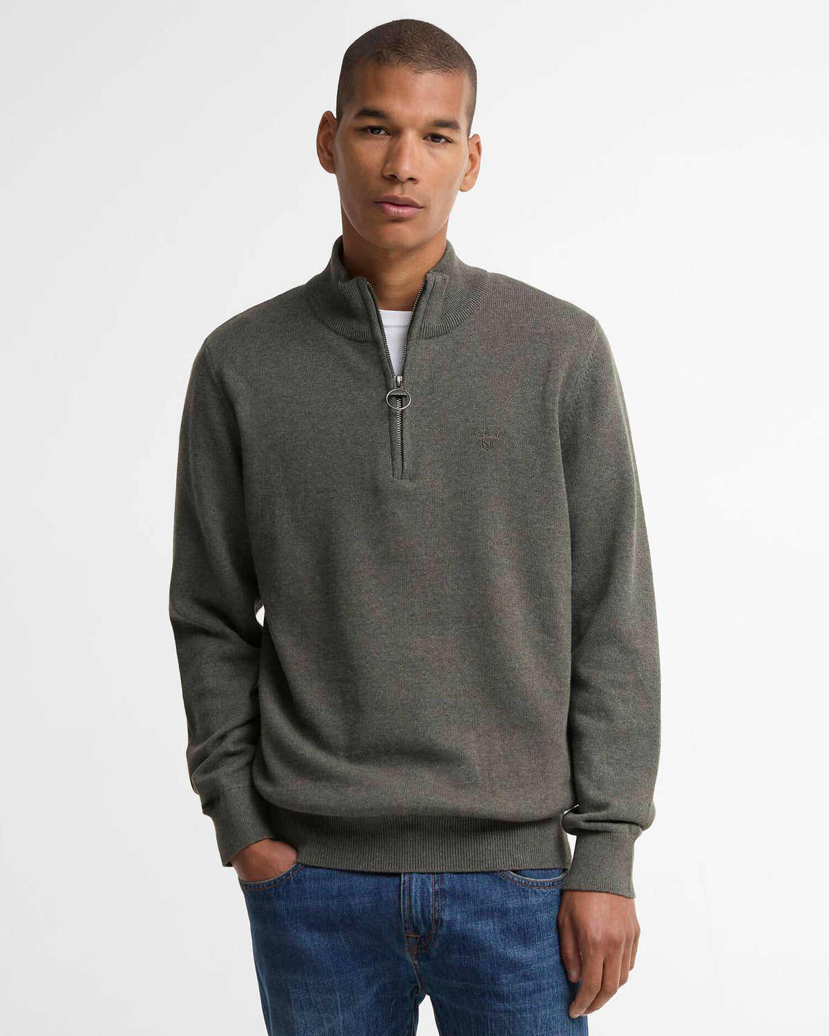 Barbour - Cotton Half Zip, Olive Marl