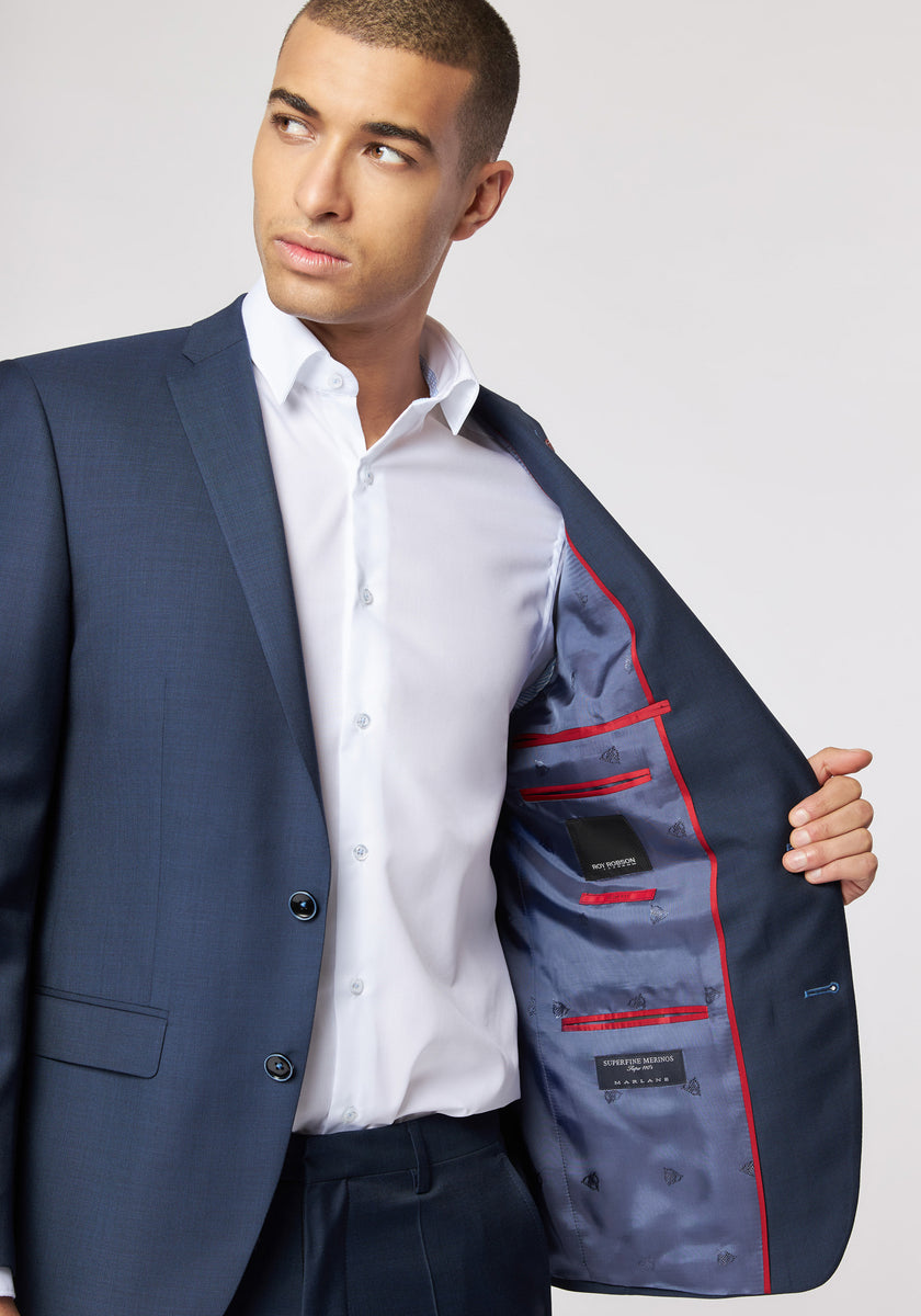 Roy Robson - Pure Wool Slim Fit Suit Jacket 05058, Navy | Roy Robson ...