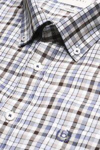 Bugatti - Check Short Sleeve Shirt - Blue and Brown
