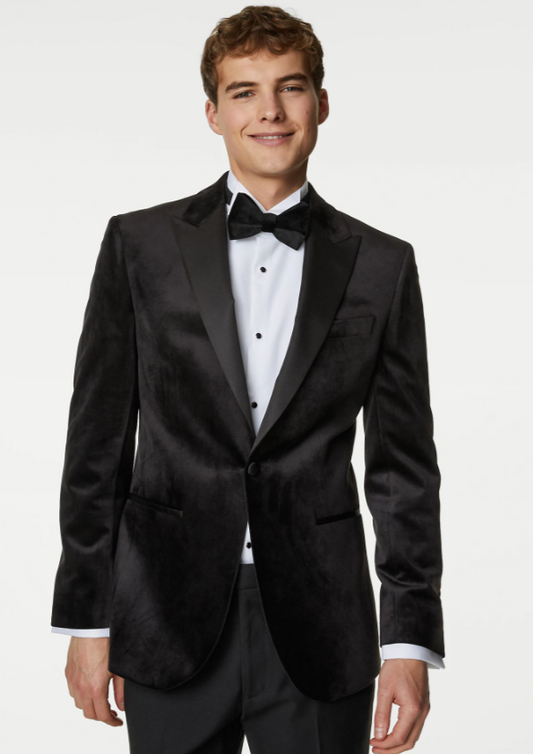 White Label - Velvet Tuxedo Jacket, Black (38R & 42R & 44R Only)