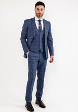 Load image into Gallery viewer, White Label - Jasper Check Three Piece Suit, Blue
