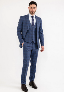 White Label - Jasper Check Three Piece Suit, Blue