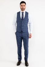 Load image into Gallery viewer, White Label - Jasper Check Three Piece Suit, Blue
