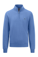 Load image into Gallery viewer, Fynch Hatton - Troyer Knit Quarter Zip, Crystal Blue
