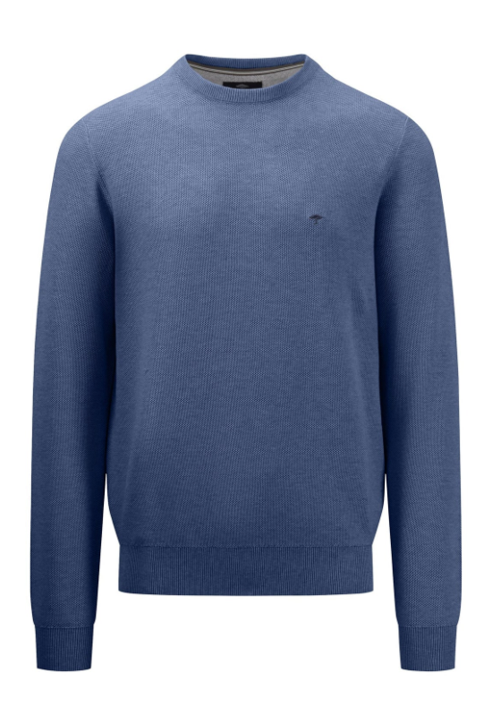 Fynch Hatton - O-Neck Structure Sweater, Azure