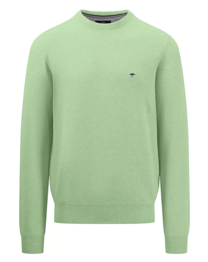 Fynch Hatton - O-Neck Structure Sweater, Soft Green