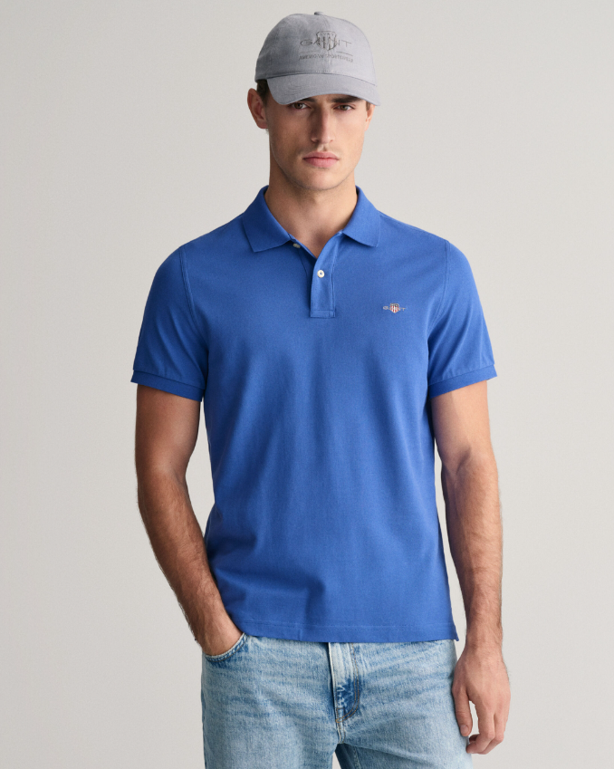 GANT - 3XL & 4XL Reg Shield SS Pique Polo, Rich Blue