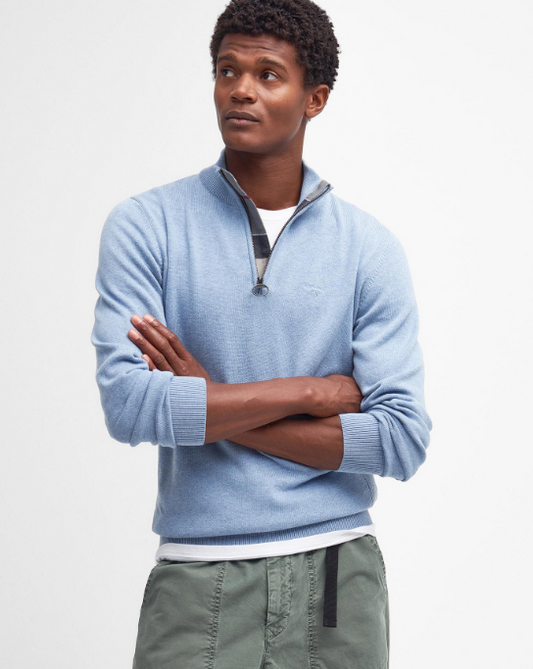 Barbour - Cotton Half Zip, Dark Chambray