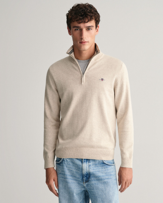 GANT -  Classic Cotton Half Zip, Light Beige
