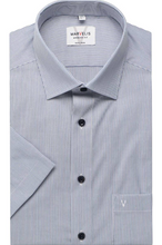 Load image into Gallery viewer, Marvelis - Modern Fit Short Sleeve Shirt, Navy and White Stripes
