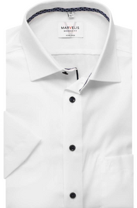 Marvelis - Modern Fit Short Sleeve Shirt, White