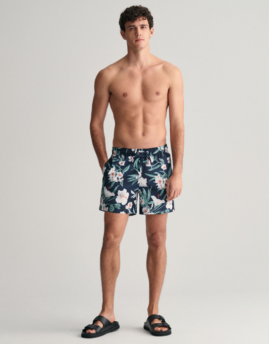 GANT - Oleander Print Swim Shorts, Evening Blue