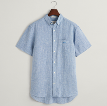 Load image into Gallery viewer, GANT - Regular Linen Houndstooth Short Sleeve Shirt, Rich Blue

