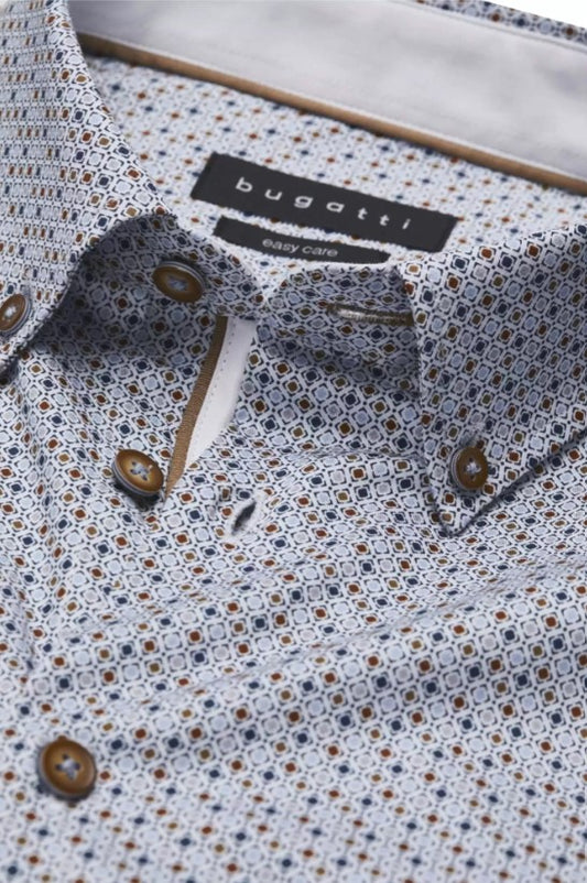 Bugatti - S/S Geometric Pattern Shirt, Blue
