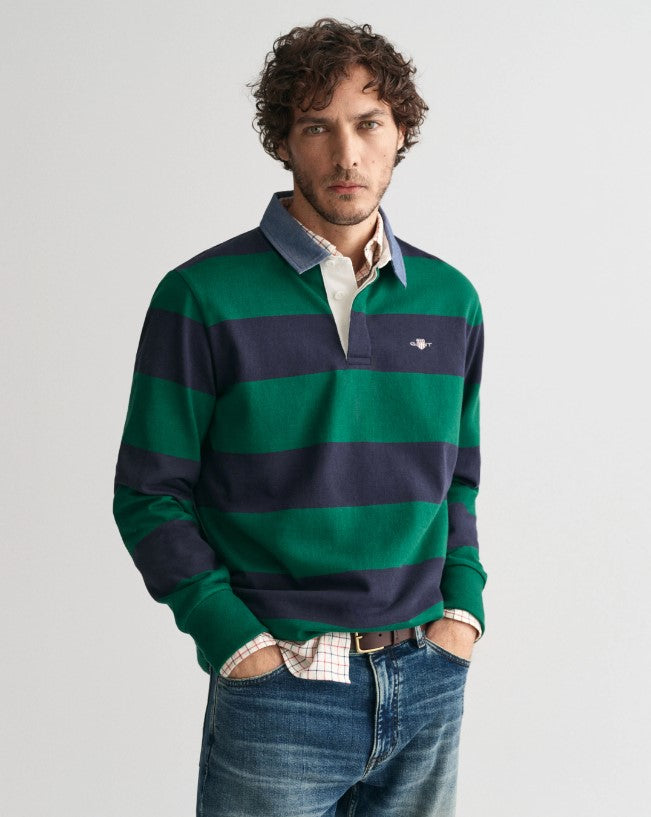 Gant - Chambray Stripe Heavy Rugger, Green