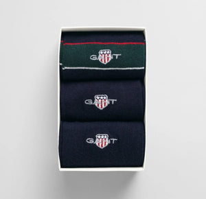 GANT - Sheild Tie Stripe Socks3-Pack Gift Box, Tartan Green