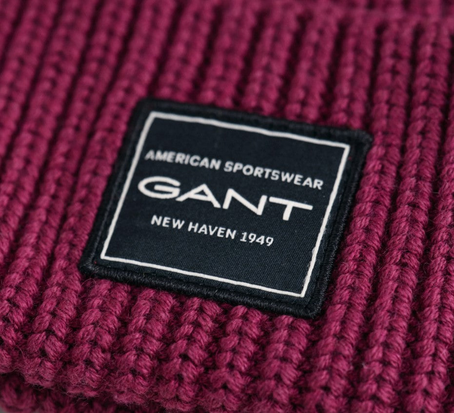 Gant - Cotton Ribbed Beanie, Wine Red