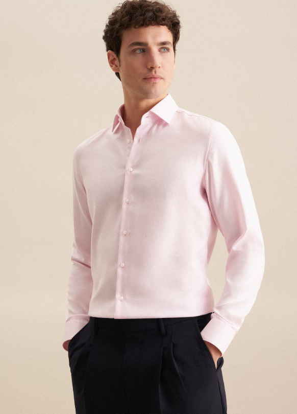 Seidensticker - Slim Fit Shirt, Pink Houndstooth
