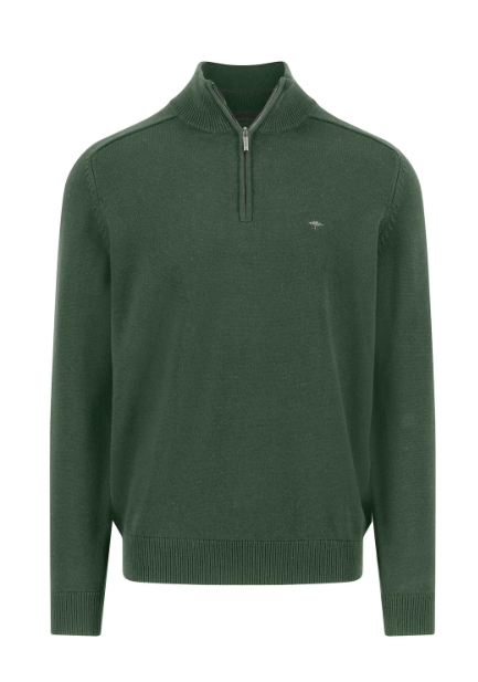 Fynch-Hatton - Sweater With Zip, Dark Leaf