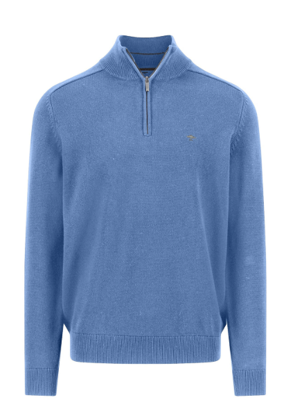 Fynch Hatton - Sweater With Zip, Crystal Blue