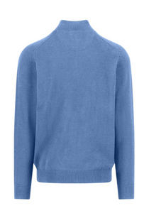 Fynch Hatton - Sweater With Zip, Crystal Blue