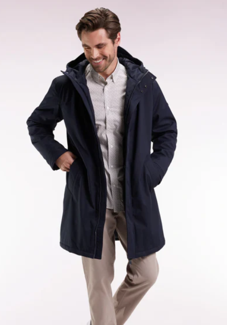 Eden Park - Long Navy Parka, Hooded, Percy
