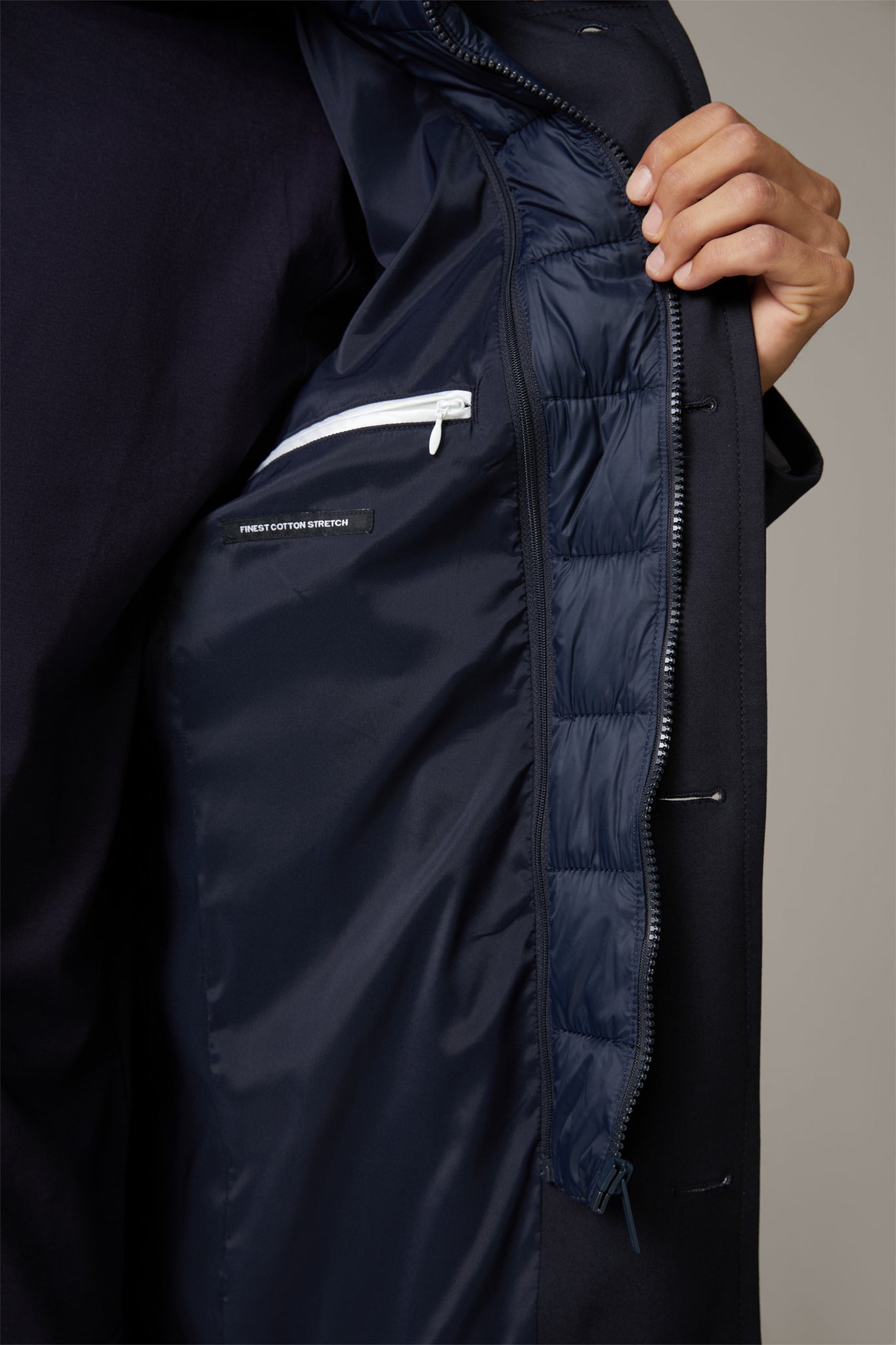 Strellson Flex Cross Cotton Mix Coat Finlay Dark Blue