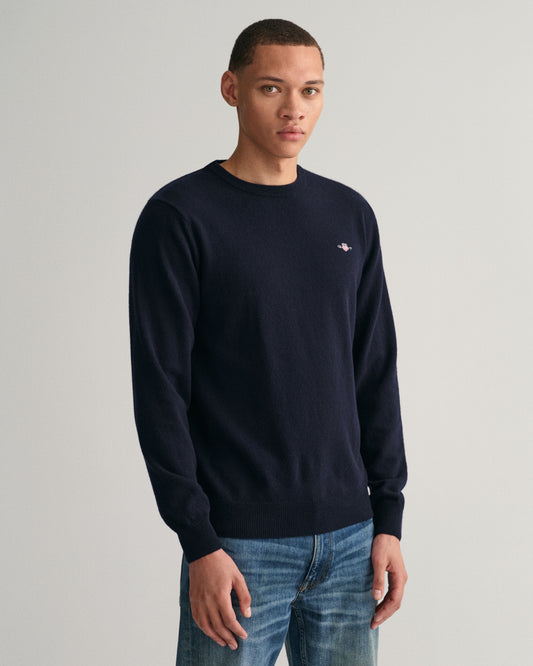 GANT - Superfine Lambswool C-Neck Sweater, Marine