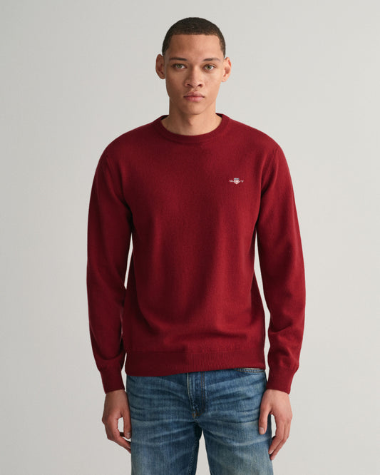 GANT - Superfine Lambswool C-Neck Sweater, Port Red (S & XXL Only)