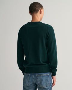 GANT - Superfine Lambswool C-Neck Sweater, Tartan Green