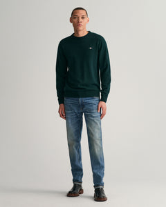 GANT - Superfine Lambswool C-Neck Sweater, Tartan Green