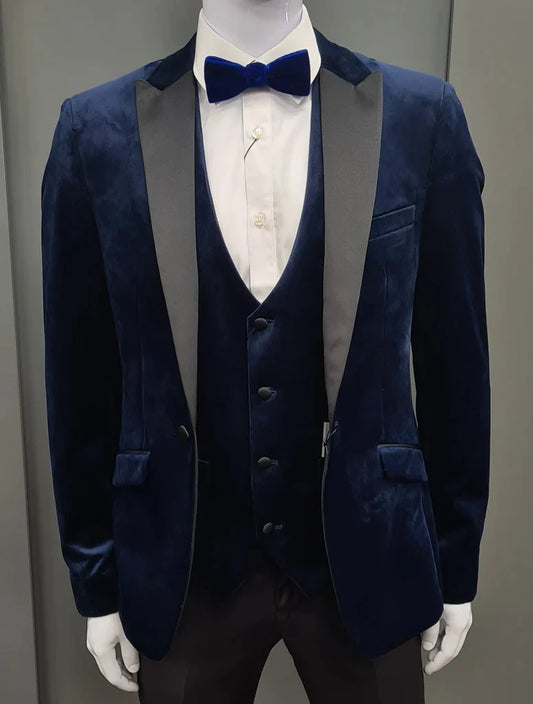 White Label - Velvet Waistcoat, Navy (38R & 42R Only)