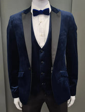Load image into Gallery viewer, White Label - Velvet Waistcoat, Navy (38R &amp; 40R Only)
