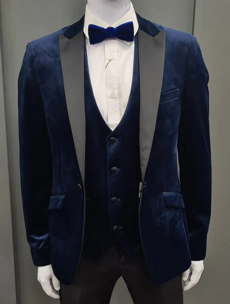 White Label - Velvet Waistcoat, Navy (38R & 40R Only)