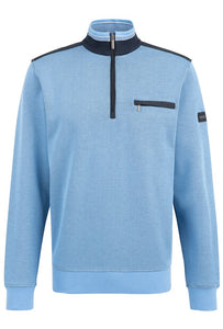 Bugatti - 3XL, Quarter Zip Sweatshirt, Light Blue