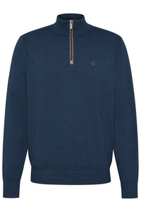 Bugatti - 3XL, Cotton, Half Zip, Navy